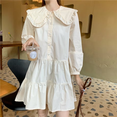 セットアップ ワンピース ＋ ベスト ルーズ 長袖 韓国ファッション レディース 2点セット Aラインスカート かわいい ガーリー フェミニン DTC-624602746823