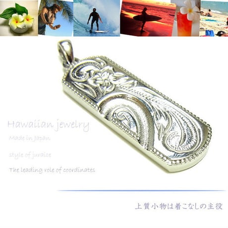 【ハワイアンジュエリー / HawaiianJewelry】 ペンダント/ネックレス プレート ネックレス プルメリア スクロール ホヌ (gps8865)