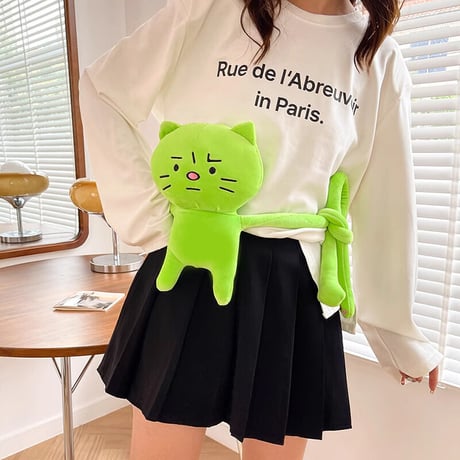 ぬいぐるみバッグ 猫 ねこ ぬいぐるみ ショルダーバッグ ウエストポーチ ジッパー ミニバッグ サブバッグ 斜め掛け ユニーク かわいい レトロ カジュアル DTC-684427662530
