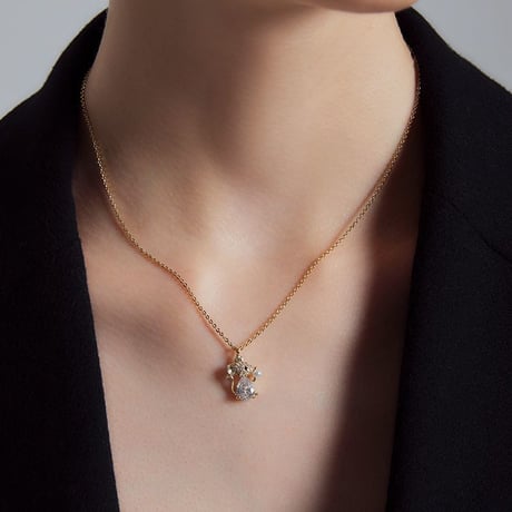 ネックレス キラキラ ねずみ 干支 チェーン付き スターリングシルバー 韓国アクセサリー ネズミ マウス CZ シルバー925 アクセサリー (DTC-606566946927)