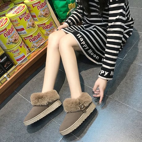 ムートンブーツ ミニ 韓国ファッション レディース ファーブーツ ファー ショート丈 もこもこ フラットソール ぺたんこ 歩きやすい 履きやすい (DTC-602515103523)