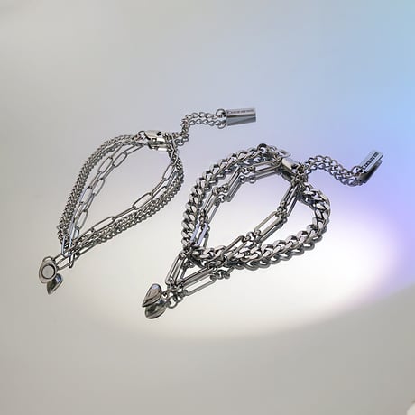 磁石で一つのハートになる ペア ブレスレット 金属アレルギー対応 磁石 ハート チェーン マグネット シンプル チタン カップル アクセサリー DTC-651230101287