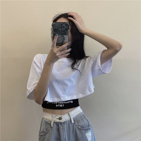 2点セット Tシャツ タンクトップ クロップド丈 レイヤード トップス 半袖 レトロ 韓国ファッション レディース 大人可愛い ガーリー Y2Kファッション DTC-a643576976192