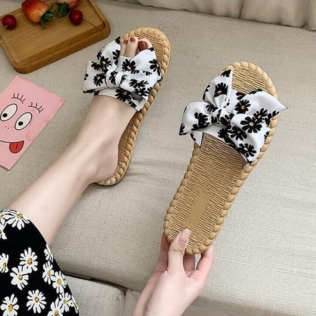 リボン サンダル コンフォートサンダル 韓国ファッション レディース スリッパ フラットサンダル ぺたんこ キュート 痛くない かわいい 歩きやすい 617626264353