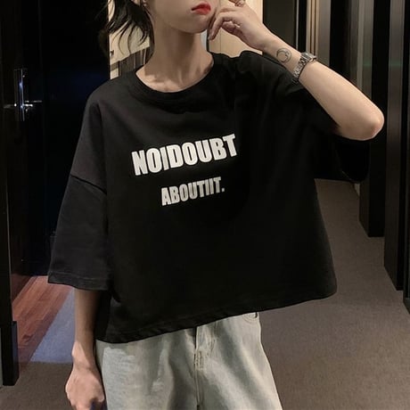 クロップド丈 Tシャツ 半袖 ラウンドネック へそ出し 韓国ファッション レディース ショート丈 トップス カットソー 夏 大人可愛い ガーリー DTC-619963183293