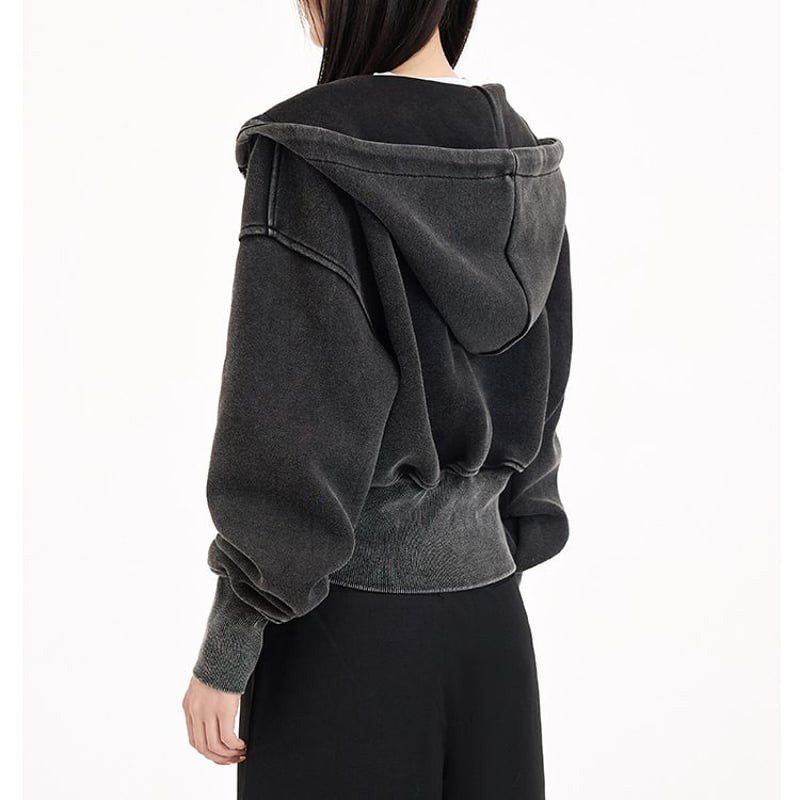 ダブルジップパーカー黒 ヴィンテージ加工 BALENCIAGA - バレンシアガ