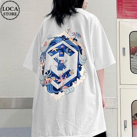 ユニセックス Tシャツ 半袖 バックプリント オーバーサイズ S～3XL 大きめ カジュアル 韓国ファッション メンズ レディース 韓国ストリートファッション DTC-678635299666