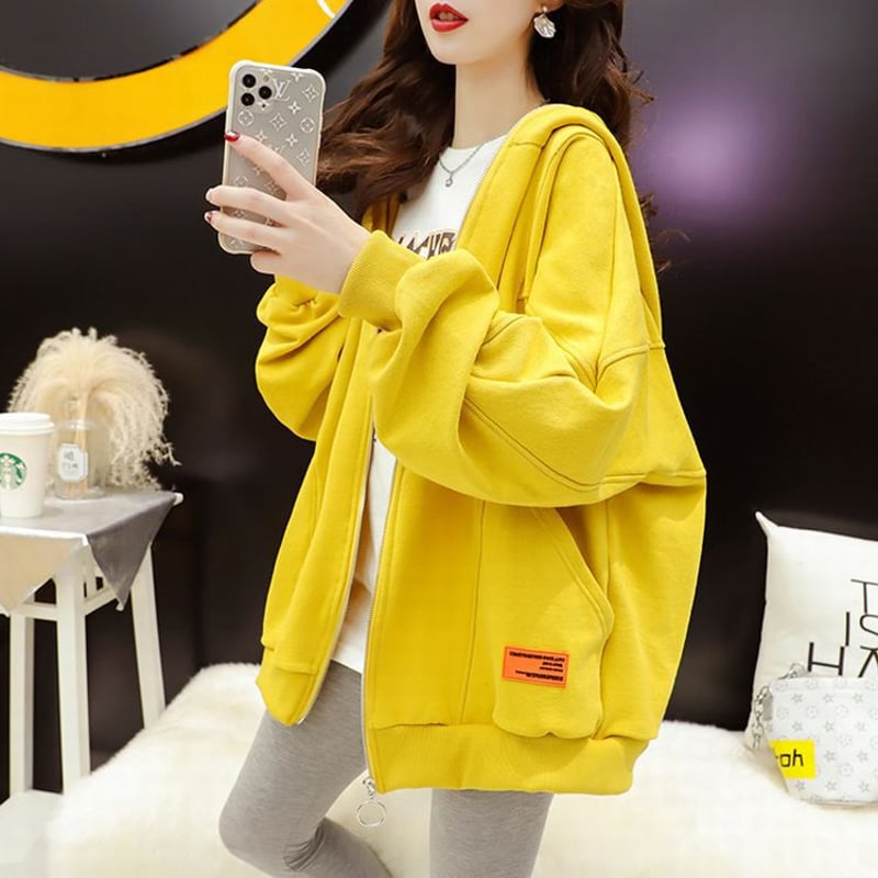 グミ うさ耳パーカー イエロー うさ耳 パーカー フルジップアップ 薄手 オーバーサイズ 韓国