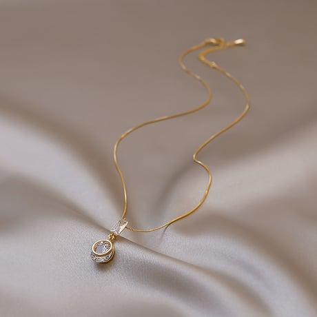 ネックレス CZ チェーン付き ペンダント アクセサリー 合金 K14メッキ シンプル ジュエリー DTC-645590525571