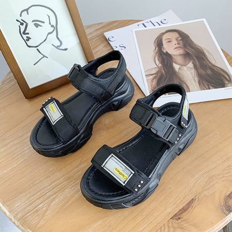 スポーツサンダル 厚底 スポサン 4.5cm ベルト 韓国ファッション レディース サンダル ローマン フラットサンダル 厚底サンダル フラット かわいい 歩きやすい 616934357190