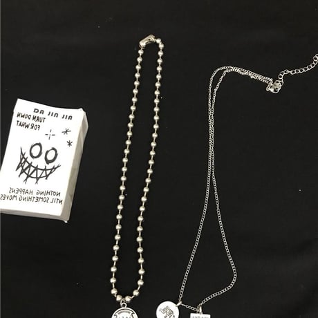 2セット ネックレス コイン プレート メダル チェーン付 ペンダント 金属アレルギー対応 チタン ユニセックス ストリート TBN-597612100572