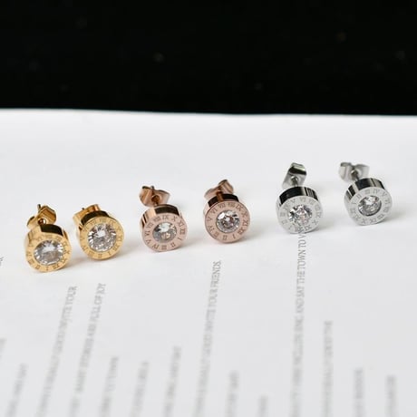 両耳 ピアス メンズ レディース スタッドピアス キャッチ式 CZ 金属アレルギー対応 シルバー ゴールド チタンスチール アクセサリー DTC-582264692299