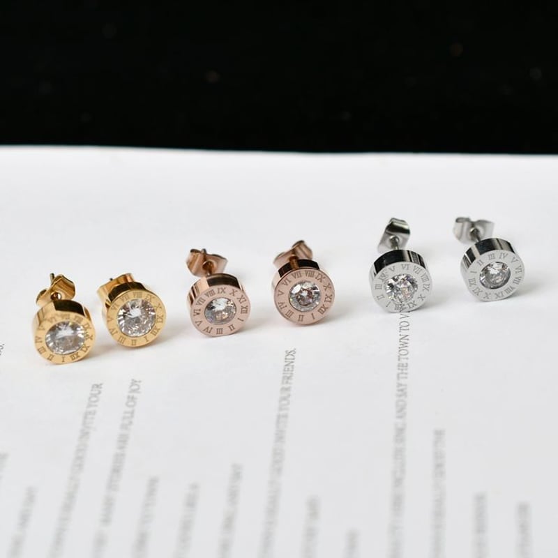 両耳 ピアス メンズ レディース スタッドピアス キャッチ式 CZ 金属