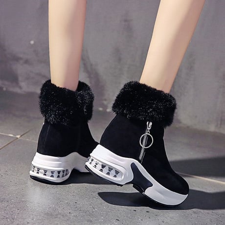 ファーブーツ ファースニーカー 22.5～24.5cm 厚底 韓国ファッション レディース ムートンブーツ 防寒 もこもこ 歩きやすい 履きやすい カジュアル 604564029819