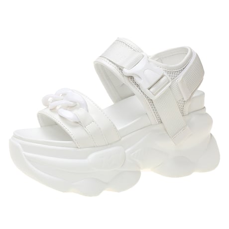 スポサン 22.0～24.5cm 厚底 スポーツサンダル チェーンモチーフ サンダル 厚底サンダル 厚底 カジュアル 歩きやすい 韓国ファッション レディース DTC-646236609861