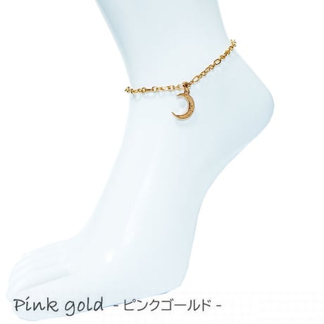 ハワイアンジュエリー アンクレット 金属アレルギー対応 ムーン 月 三日月 スクロール サージカルステンレス アクセサリー シルバー ゴールド ピンクゴールド Ank-jyx40-8911