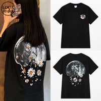 ユニセックス Tシャツ 半袖 ラウンドネック デイジープリント オーバーサイズ 韓国ファッション メンズ レディース 大きいサイズ ストリートファッション DTC-619619211600