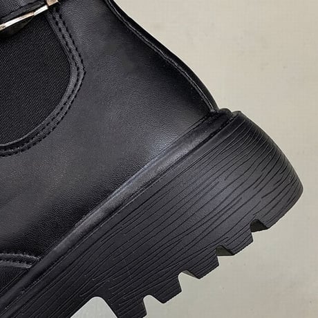 選べる光沢あり・なしの2タイプ ショートブーツ 厚底 シューレース ベルト バックル 韓国ファッション レディース ブーツ 大人可愛い ガーリー DTC-624158813946