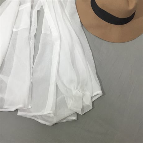 シースルー シャツ シフォン 肌見せ 長袖 透け感 ルーズ 韓国ファッション レディース トップス ブラウス 薄手 大人可愛い ガーリー DTC-595361157647