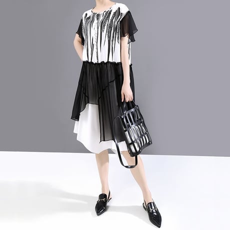 ワンピース チュールスカート 韓国ファッション レディース レース ラウンドネック ゆったりウエスト ロング Aライン ハイウエスト 大人カジュアル 大人可愛い 620499976327