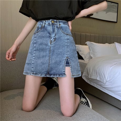 デニムスカート ショートパンツ 韓国ファッション レディース スカート ショート丈 ミニスカート デニム Aライン インナーパンツ ハイウエスト ガーリー 619026668698
