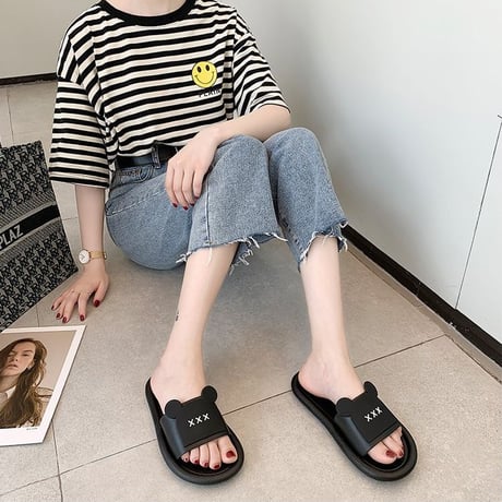サンダル クマちゃん スリッパ コンフォートサンダル 韓国ファッション レディース シャワーサンダル フラットサンダル キュート 痛くない かわいい 歩きやすい 617460709078