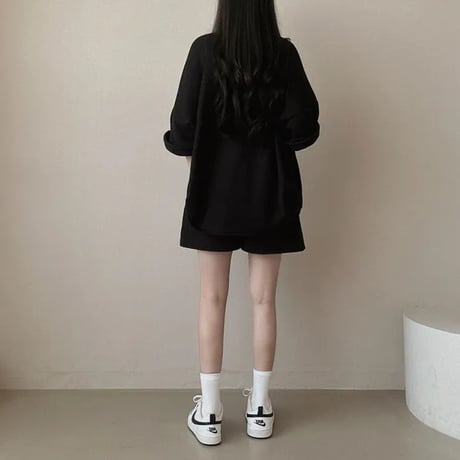 セットアップ 2点セット tシャツ ショートパンツ オーバーサイズ クルーネック 無地 ルームウェア レトロ 大人可愛い ガーリー カジュアル DTCA-839400393323