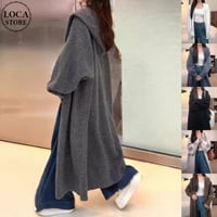フード付き ロングニットカーディガン ニット ロング丈 カーディガン コーディガン 長袖 ゆったり ルーズ レトロ 大人可愛い ガーリー カジュアル DTCA-823949826525