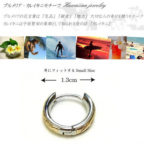 【片耳用】 ハワイアンジュエリー ピアス ミニチュア フープピアス 金属アレルギー対応 スクロール メンズ レディース サージカルステンレス アクセサリー ges8154