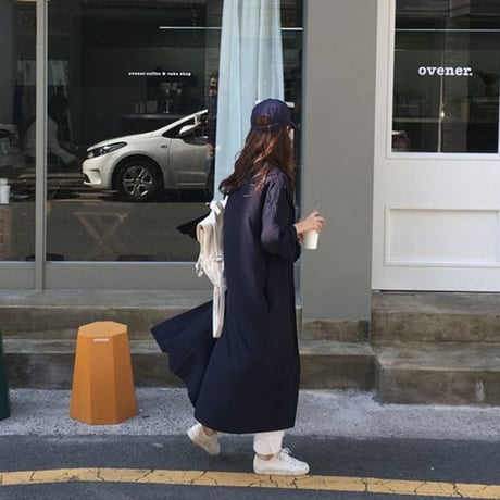 2WAY シャツワンピース ロングシャツ コート 薄手 ワンピース ルーズ 七分袖 レトロ 韓国ファッション レディース 大人可愛い ガーリー DCT-576487405143