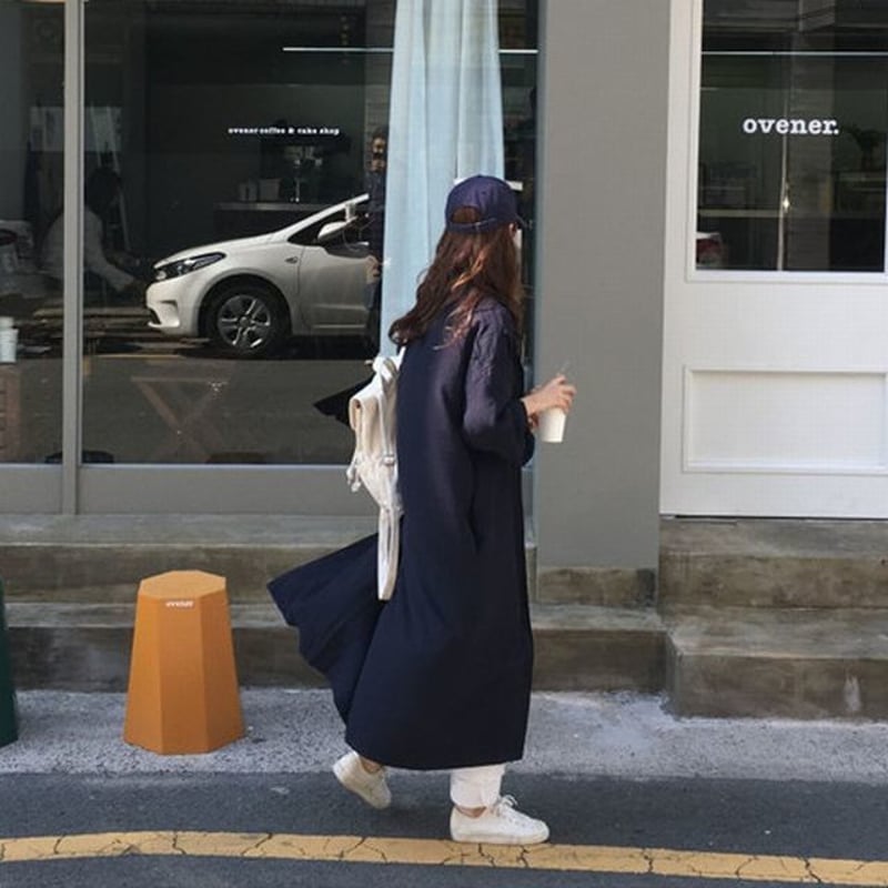 2WAY シャツワンピース ロングシャツ コート 薄手 ワンピース ルーズ