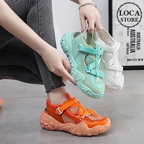スポーツサンダル スポサン 6.0cm 厚底 韓国ファッション レディース サンダル ベルト マジックテープ フラットサンダル 厚底サンダル フラット かわいい 歩きやすい 617541475924