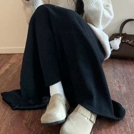 ロングスカート 裏起毛 ハイウエスト Aライン スカート 秋 冬 レトロ 韓国ファッション レディース 大人可愛い ガーリー DTC-856761915787