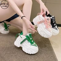 厚底 ダッドスニーカー 22.0～24.5cm メッシュ シューレース スニーカー スポーツ 厚底スニーカー カジュアル 歩きやすい 韓国ファッション レディース DTC-677459016885