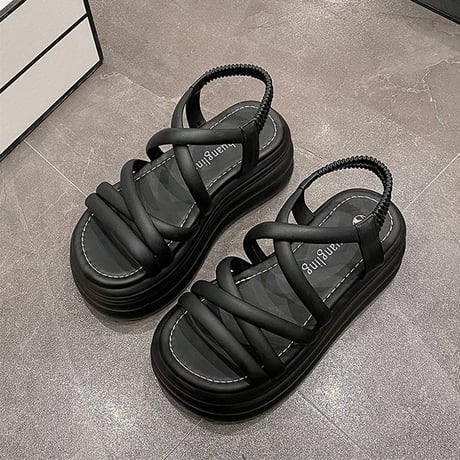 厚底サンダル 22.0～24.5cm グラディエーター ウエッジソール サンダル プラットフォーム バックストラップ スタイルアップ 韓国ファッション レディース DTC-775188374033