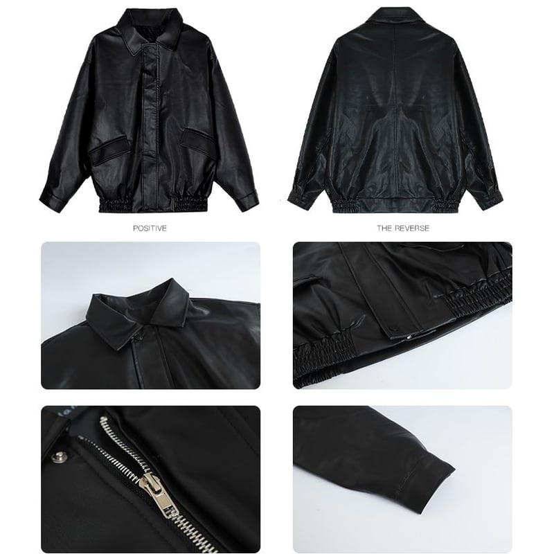 レザージャケット PUレザー アウター ルーズ フェイクレザー