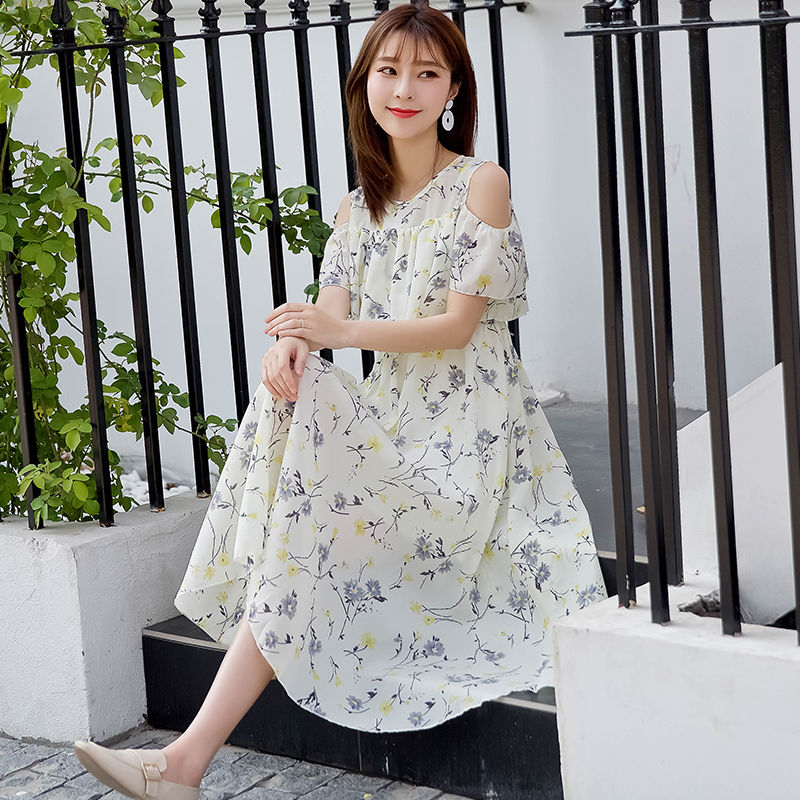 マーメイド スリムワンピース 長袖 ショート フリル フェミニン レディース レースレイヤー肩あき 花柄ワンピース フリル