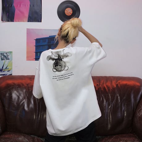 レディース 可愛いクマプリント Tシャツ ラウンドネック ゆったり 半袖 インスタ映え ストリート 韓国ファッション ホワイト ピンク (DCT-596953364679)