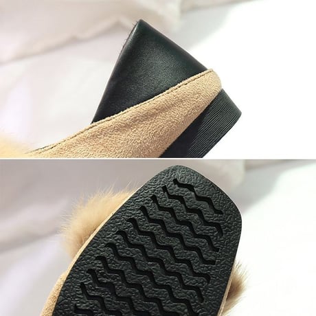 ファーパンプス 韓国ファッション レディース ファーシューズ フラットパンプス ベルト ぺたんこ ラウンドトゥ 美脚 DTC-578838180776