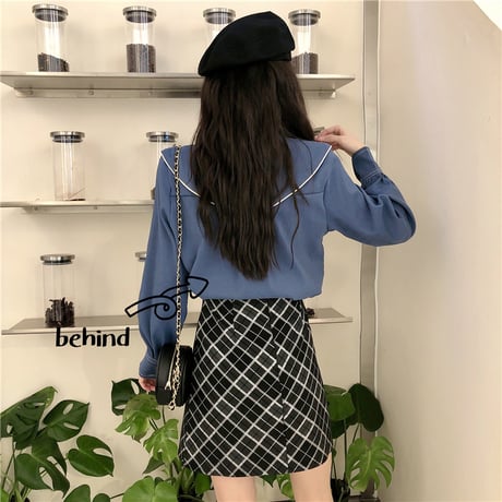ブラウス シャツ 大きい襟 長袖 韓国ファッション レディース トップス ゆったり レトロ 大人可愛い ガーリー DTC-625130861610