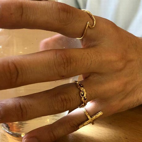 ハワイアンジュエリー リング  指輪 K14イエローゴールドコーティング ホヌ サージカルステンレス インスタ メンズ レディース ペア (grs8627)