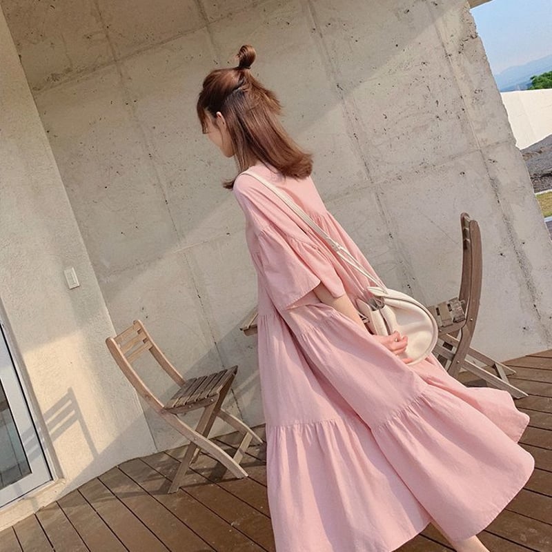 レディース ティアードワンピース フレアワンピース ハイウエスト