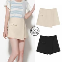 レディース  ショートパンツ ラップショートパンツ パンツ ショート丈 キュロット ガーリー 韓国ファッション (DCT-591138767079)