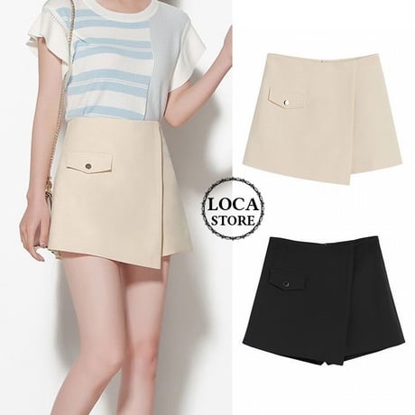 レディース  ショートパンツ ラップショートパンツ パンツ ショート丈 キュロット ガーリー 韓国ファッション (DCT-591138767079)