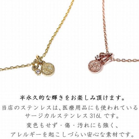 ハワイアンジュエリー ネックレス スクロール 2way 金属アレルギー対応 キュービックジルコニア CZ サージカルステンレス メンズ レディース シルバー gps81225