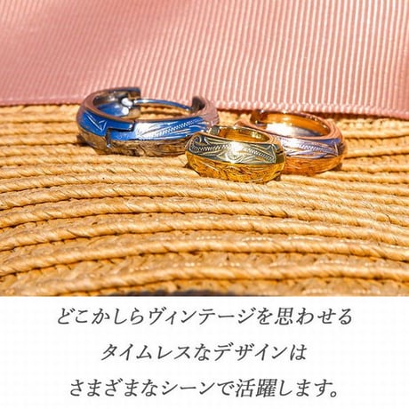 ※数量限定価格 片耳用 ハワイアンジュエリー フープ ピアス スクロール カレイキニ 波 金属アレルギー対応 太め メンズ レディース サージカルステンレス ropi05