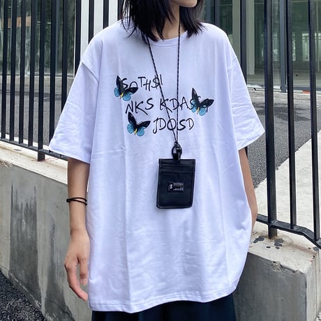 バタフライ Tシャツ 半袖 ルーズ 韓国ファッション レディース トップス ゆったり 大きめ カジュアル ストリートファッション DTC-619610882691
