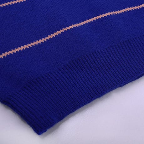 ボーダー ニットセーター プルオーバー クルーネック 厚手 長袖 ルーズ ゆったり レトロ 韓国ファッション レディース  大人可愛い ガーリー カジュアル DTC-658401914498