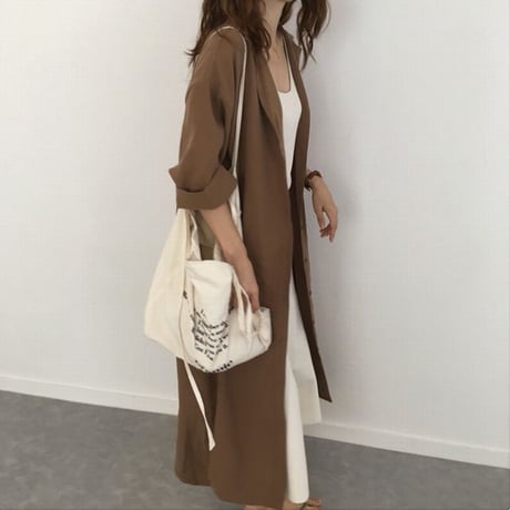 2WAY シャツワンピース ロングシャツ コート 薄手 ワンピース ルーズ 七分袖 レトロ 韓国ファッション レディース 大人可愛い ガーリー DCT-576487405143