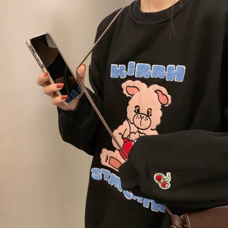 トレーナー プラスベルベット ラウンドネック シンプル ルーズ オーバーサイズ 長袖 ゆったり 韓国ファッション レディース ガーリー フェミニン カジュアル DTC-655085180955